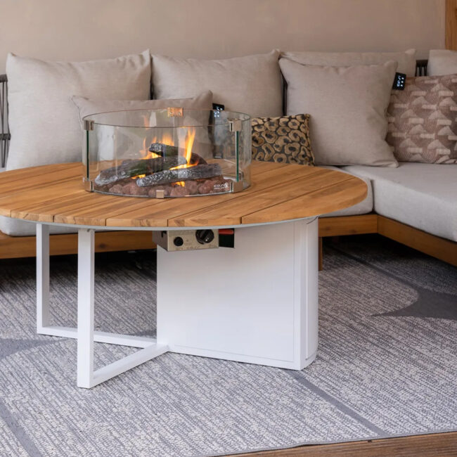 COSILOFT ROUND WHITE FRAME & TEAK TOP 120X50CM - Image 3