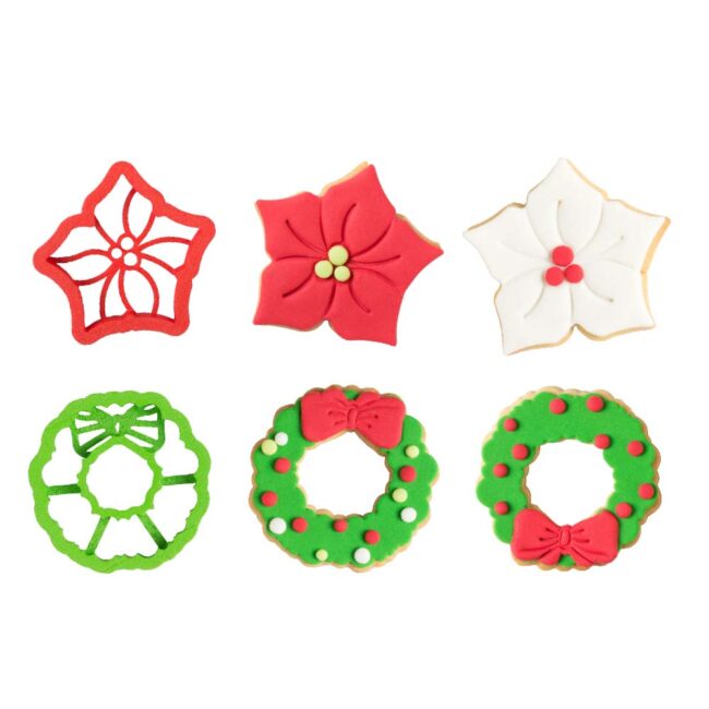 SET OF 2 COOKIE CUTTERS GARLAND & POINSETTIA 9.5X2.2CM - Image 3