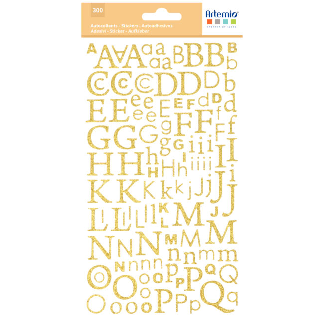SELF-ADHESIVE ALPHABET GLITTER GOLD 300PCS - Image 3
