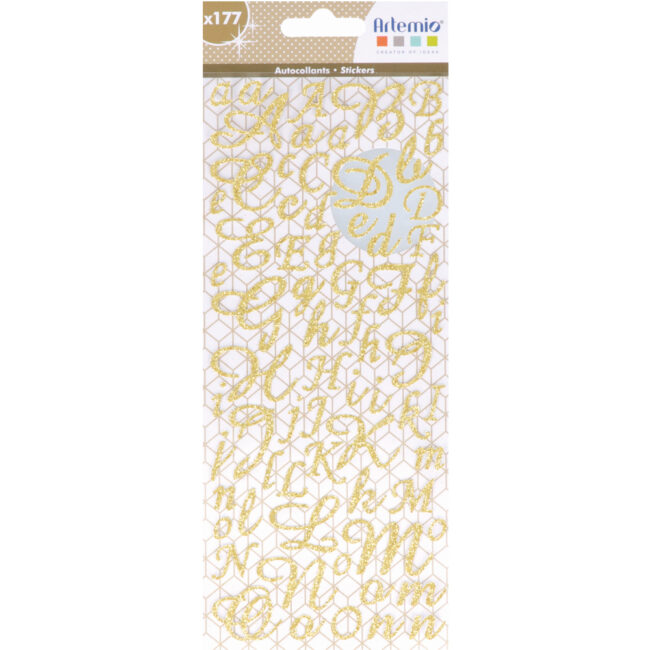 SELF-ADHESIVE ALPHABET GLITTER GOLD 177PCS - Image 3