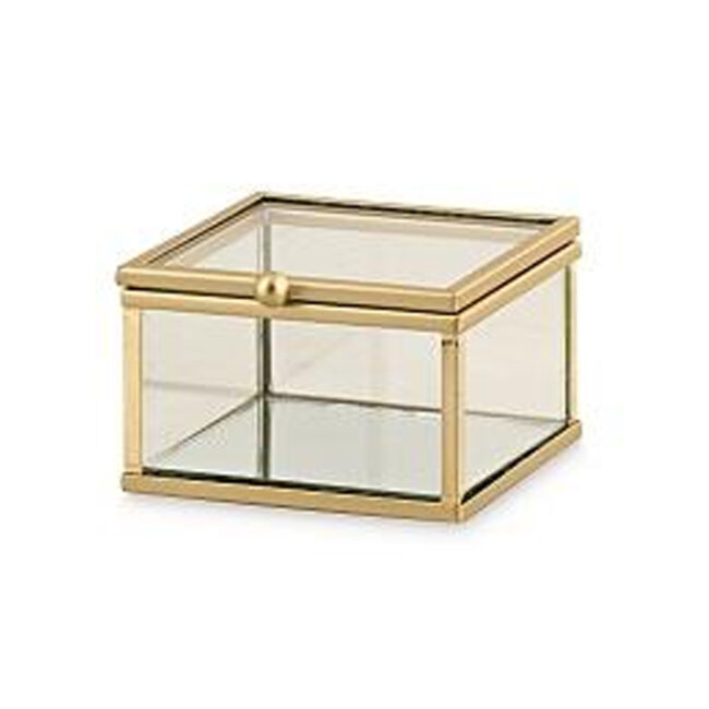 SCATOLA VETRO METALICO ORO SPECCHIO 80X80X55MM