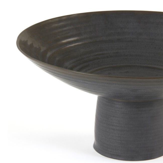 DISH ON BASE LEVANI CERAMIC BLACK 28X18.5CM - Image 3