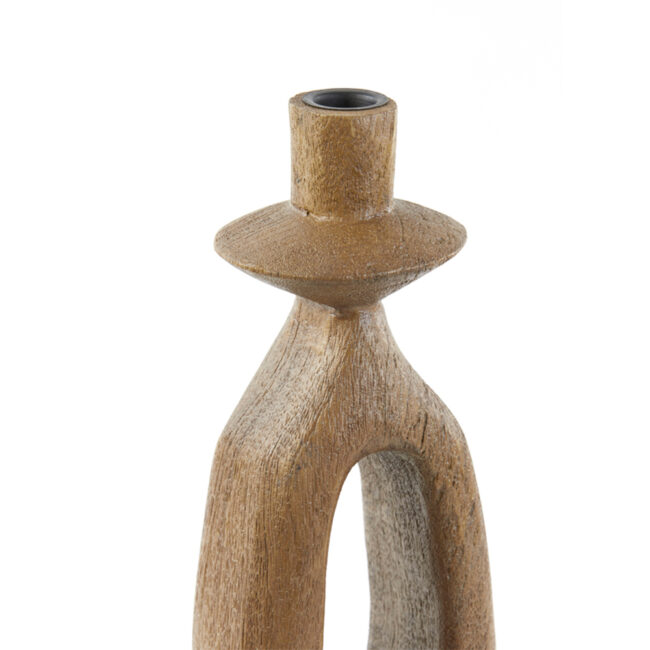 CANDLEHOLDER DJANGO WOOD MATT DARK BROWN 13X13X43CM - Image 4