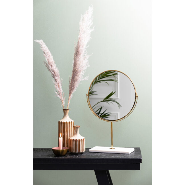 MIRROR ON BASE RIESCO MARBLE WHITE GOLD 24X9X40.5CM - Image 6