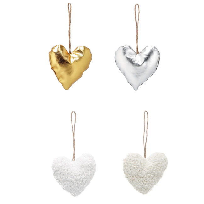 CHRISTMAS DECOR HEART NATURAL (ASS. 2 MODELS 2COLORS) 11X13CM