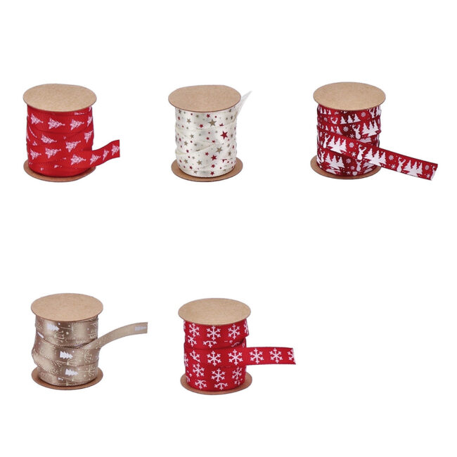 CHRISTMAS FABRIC TAPE (ASS.5 DECORATIONS) 1X300CM