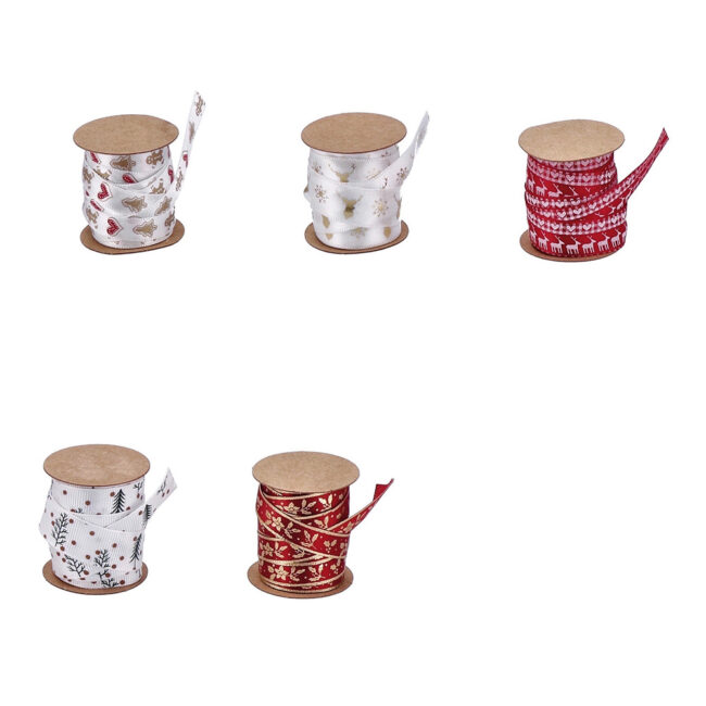 CHRISTMAS FABRIC TAPE (ASS. 5 DECORATIONS) 300CM