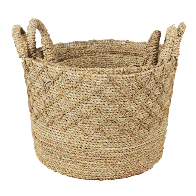 BASKET SEAGRASS WOVEN 46X46X38CM - Image 3