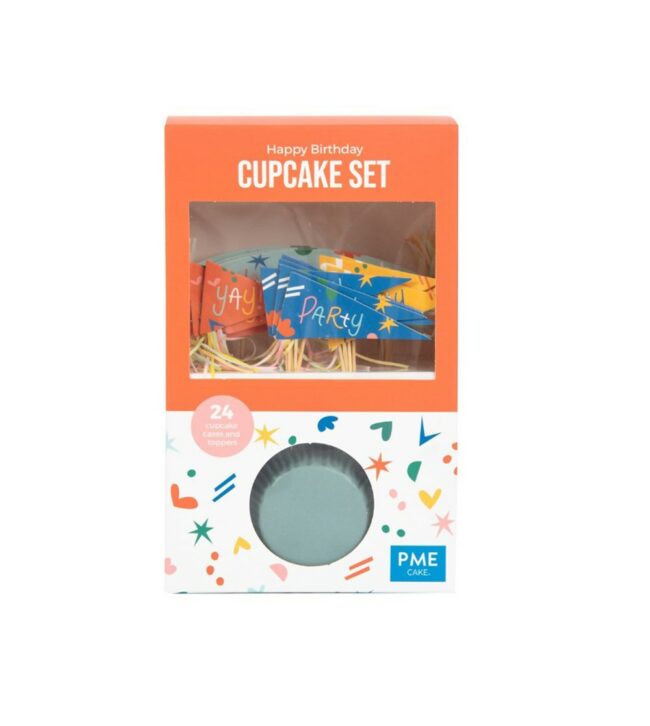 SET OF 24 CASES TOPPERS CUPCAKE HAPPY BIRTHDAY