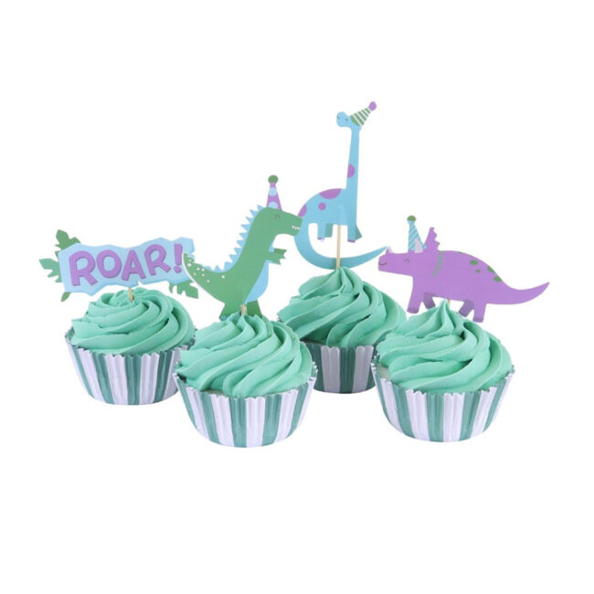 SET OF 24 CASES TOPPERS CUPCAKE PARTY DINOSAURS - Image 3