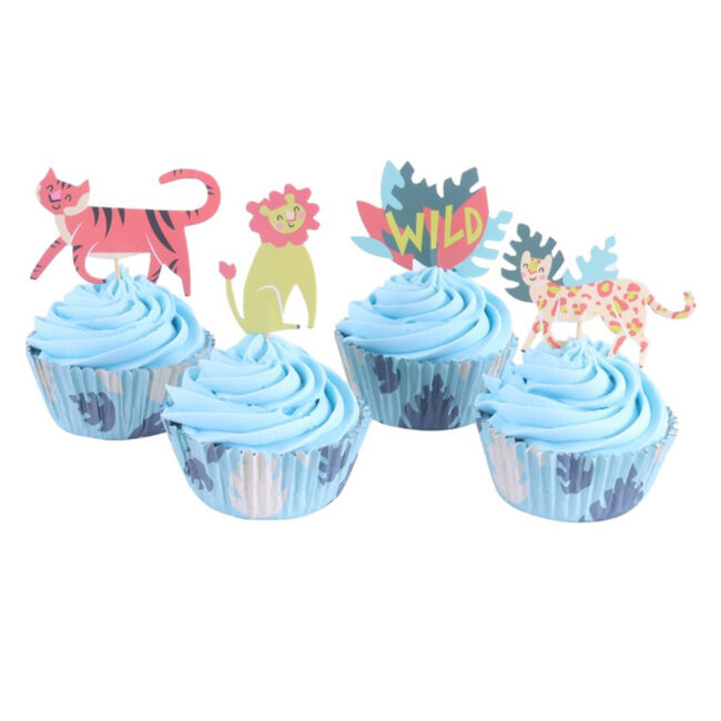 SET OF 24 CASES TOPPERS CUPCAKE WILD ANIMALS - Image 3