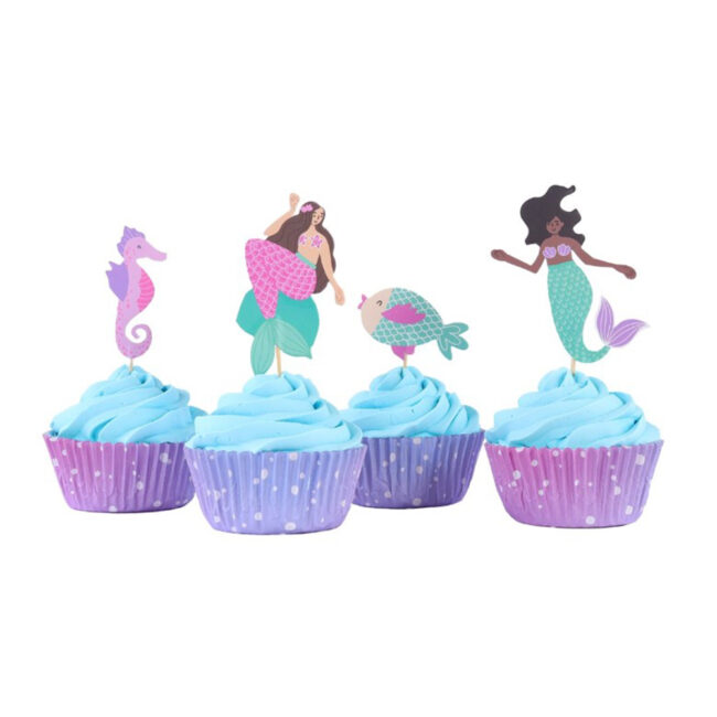 SET OF 24 CASES TOPPERS CUPCAKE MERMAID - Image 3