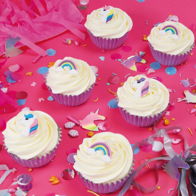 SET OF 6 CUPCAKE TOPPERS UNICORN RAINBOW - Image 4