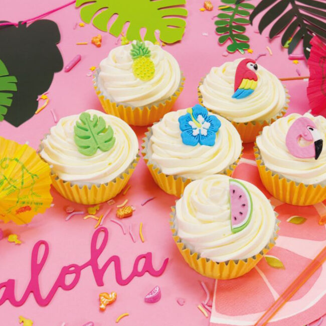 SET OF 6 TROPICAL CUPCAKE TOPPERS 5CM - Image 3