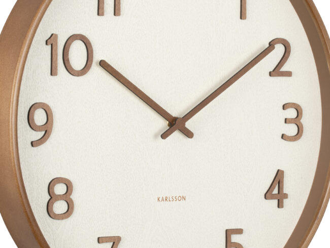 WALL CLOCK PURE WOOD GRAIN IVORY 40CM - Image 2