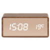 ALARM CLOCK COPPER MIRROR LED DARK WOOD 7X4.5X15CM