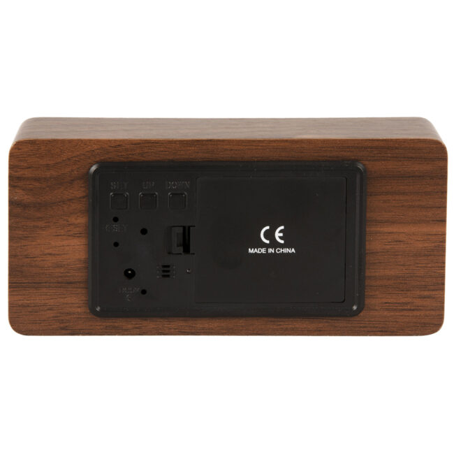 ALARM CLOCK COPPER MIRROR LED DARK WOOD 7X4.5X15CM - Image 4