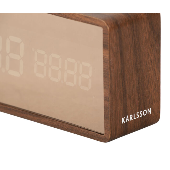 ALARM CLOCK COPPER MIRROR LED DARK WOOD 7X4.5X15CM - Image 3