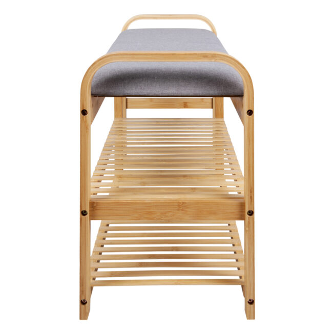 BENCH ARCH DOUBLE SHELF BAMBOO NATURAL/GREY 50X33X100CM - Image 3