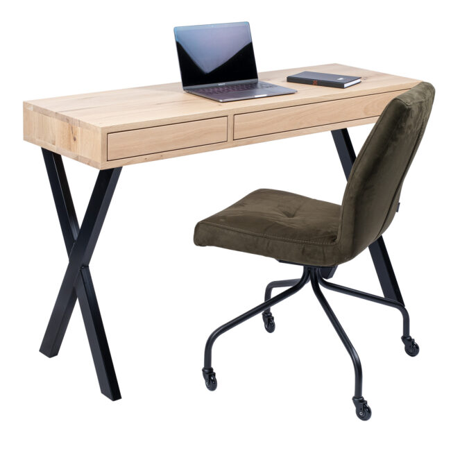 DESK OXFORD 130X45X76CM 2 DRAWERS OAK BLACK SKY LEG 1 - Image 7