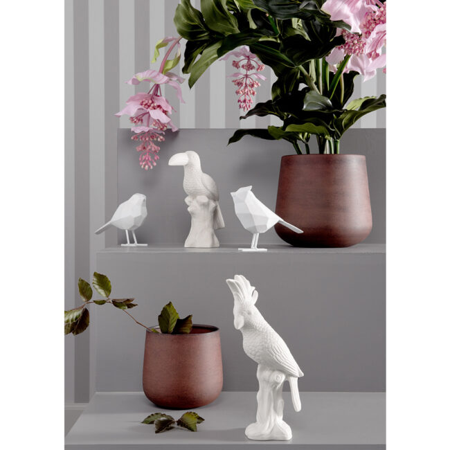 STATUE COCKATOO CERAMIC MATT WHITE 28X9X12CM - Image 3