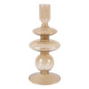 CANDLEHOLDER GLASS ART RINGS SAND BROWN 20CM