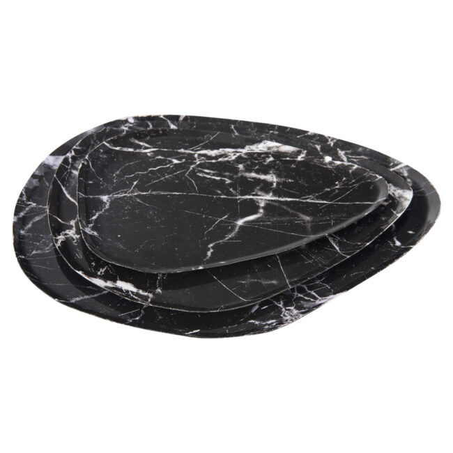 TRAY MARBLE LOOK IRON BLACK 26X29.5CM - Image 4