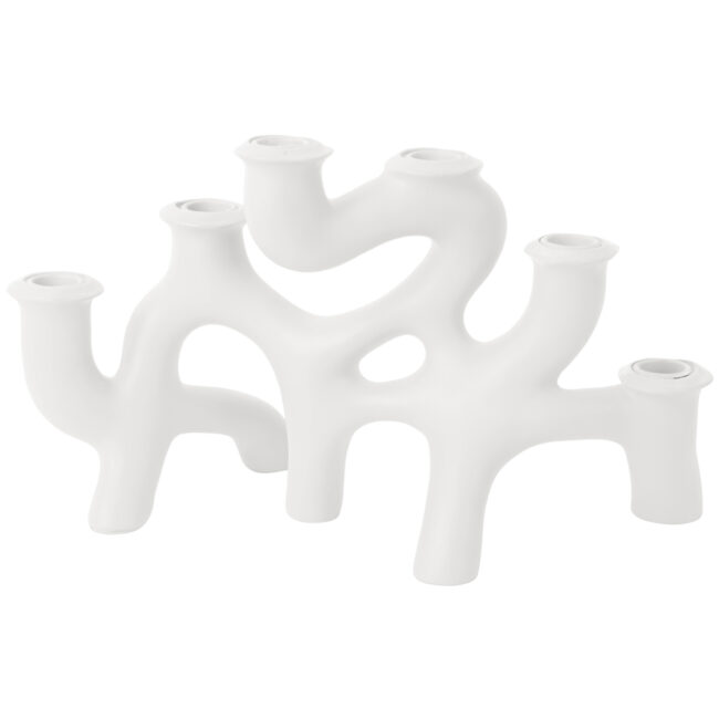 CANDLEHOLDER SWIRLS WHITE 35CM - Image 3