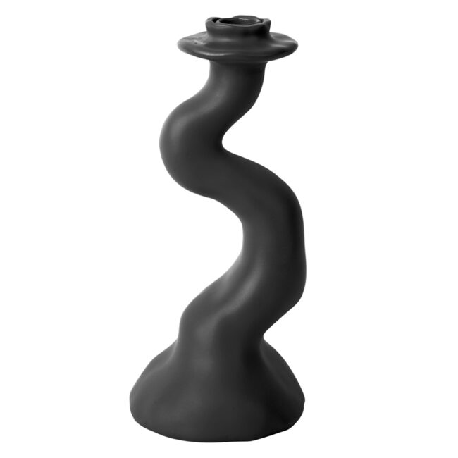 CANDLEHOLDER ORGANIC SWIRL BLACK 25.5CM