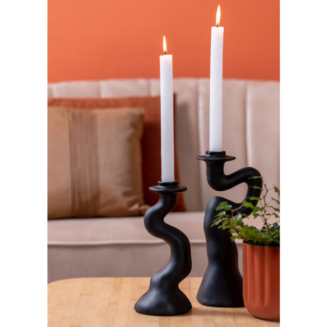 CANDLEHOLDER ORGANIC SWIRL BLACK 25.5CM - Image 3