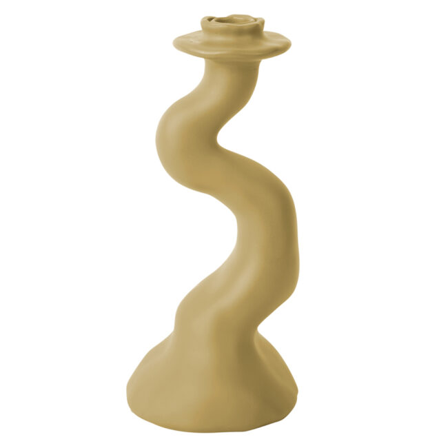 CANDLEHOLDER ORGANIC SWIRL LATTE BROWN 25.5CM