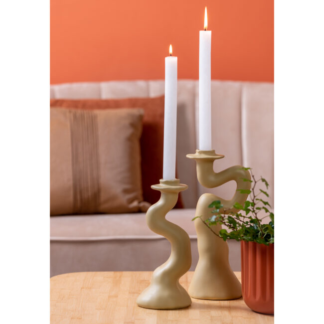 CANDLEHOLDER ORGANIC SWIRL LATTE BROWN 25.5CM - Image 3