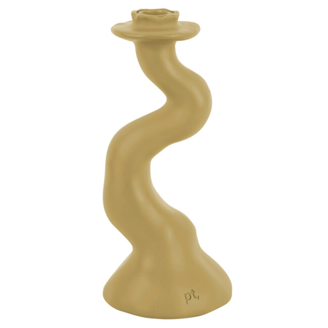 CANDLEHOLDER ORGANIC SWIRL LATTE BROWN 25.5CM - Image 2