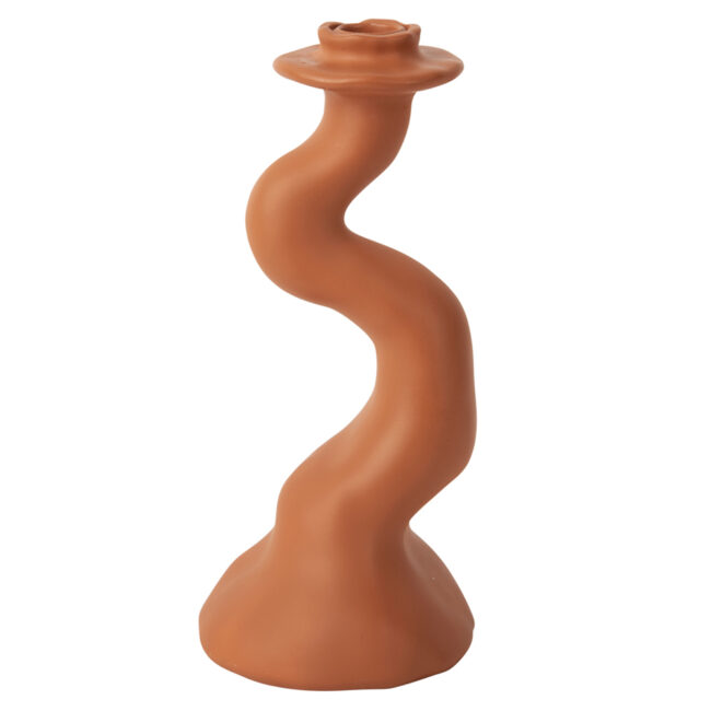 CANDLEHOLDER ORGANIC SWIRL BURNED ORANGE 25.5CM