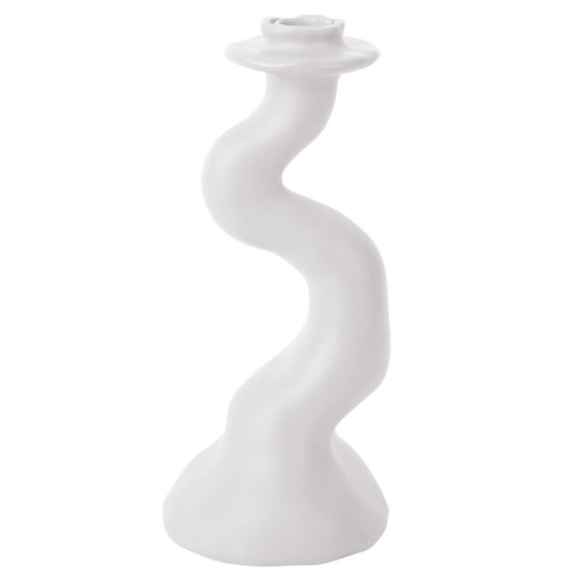 CANDLEHOLDER ORGANIC SWIRL WHITE 25.5CM