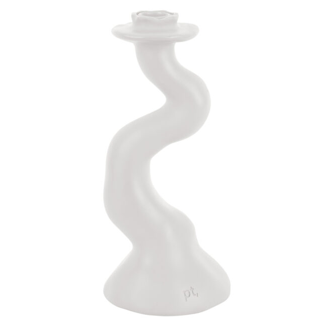 CANDLEHOLDER ORGANIC SWIRL WHITE 25.5CM - Image 2
