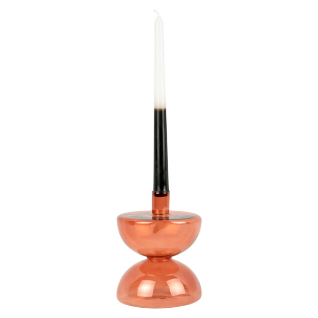 CANDLEHOLDER DIABOLO GLASS BURNED ORANGE 16CM - Image 3