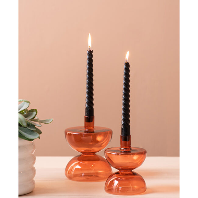 CANDLEHOLDER DIABOLO GLASS BURNED ORANGE 16CM - Image 4