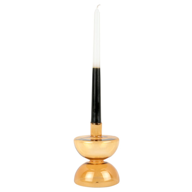 CANDLEHOLDER DIABOLO GLASS OCHRE YELLOW 16CM - Image 3