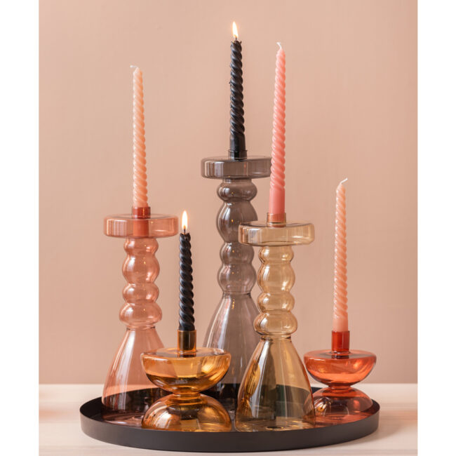 CANDLEHOLDER DIABOLO GLASS BURNED ORANGE 13CM - Image 4