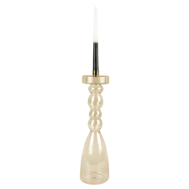 CANDLEHOLDER PAWN GLASS SAND BROWN 39CM - Image 3