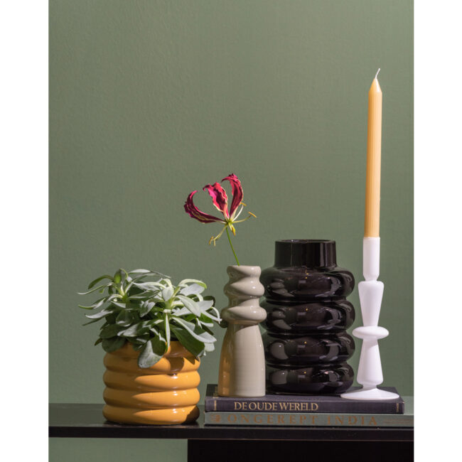 CANDLEHOLDER SPARKLE TALL GLASS WHITE 25CM - Image 4