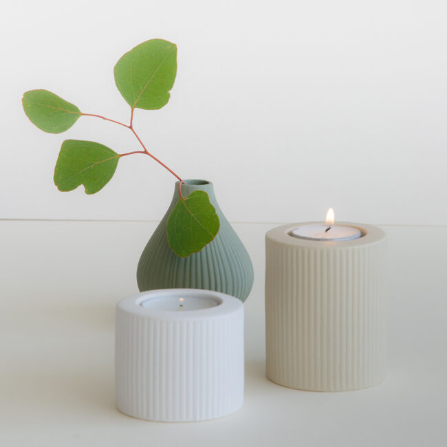 TEALIGHT HOLDER JULA BEIGE 6.5X6.5X8CM - Image 3
