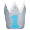 HAT CROWN 1ST BIRTHDAY BLUE/GLITTER 10CM