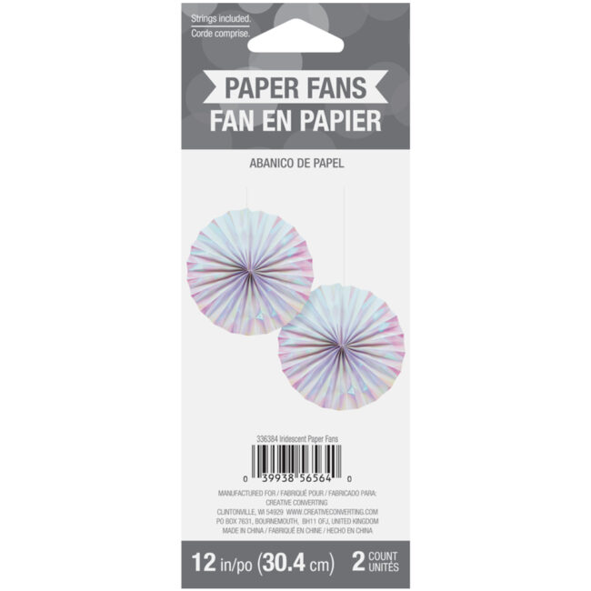 PAPER FANS IRIDESCENT 30CM 2PCS - Image 4