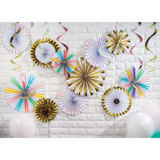 PAPER FANS IRIDESCENT 30CM 2PCS - Image 3