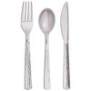 CUTTLERY METALLIC SILVER HAMMERED 24PCS