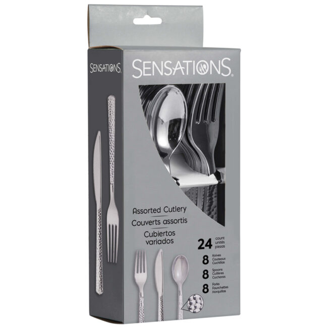 CUTTLERY METALLIC SILVER HAMMERED 24PCS - Image 4