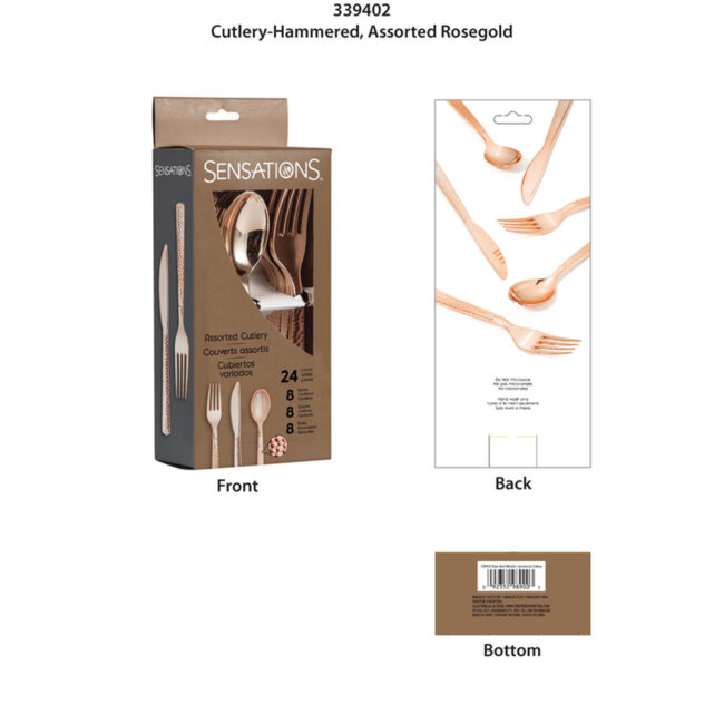 CUTTLERY METALLIC ROSE GOLD HAMMERED 24PCS - Image 3