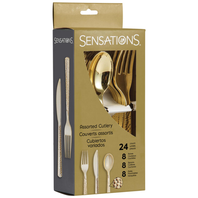 CUTTLERY METALLIC GOLD HAMMERED 24PCS - Image 4